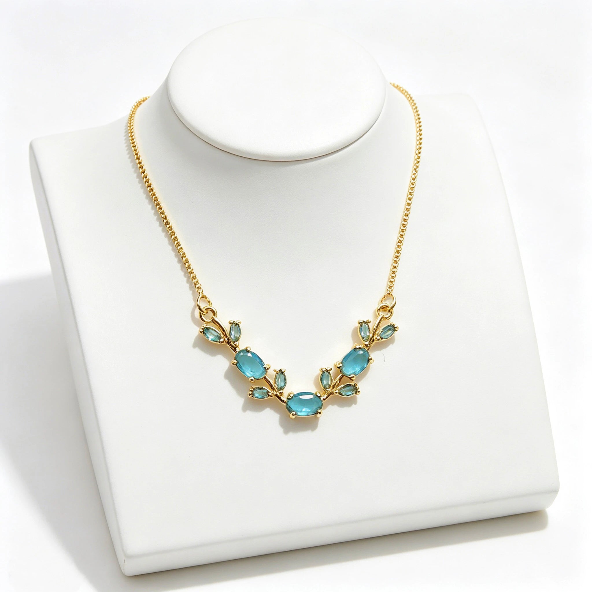 Elegant Crystal Leaf Jewelry Set - Premium Necklace & Bracelet