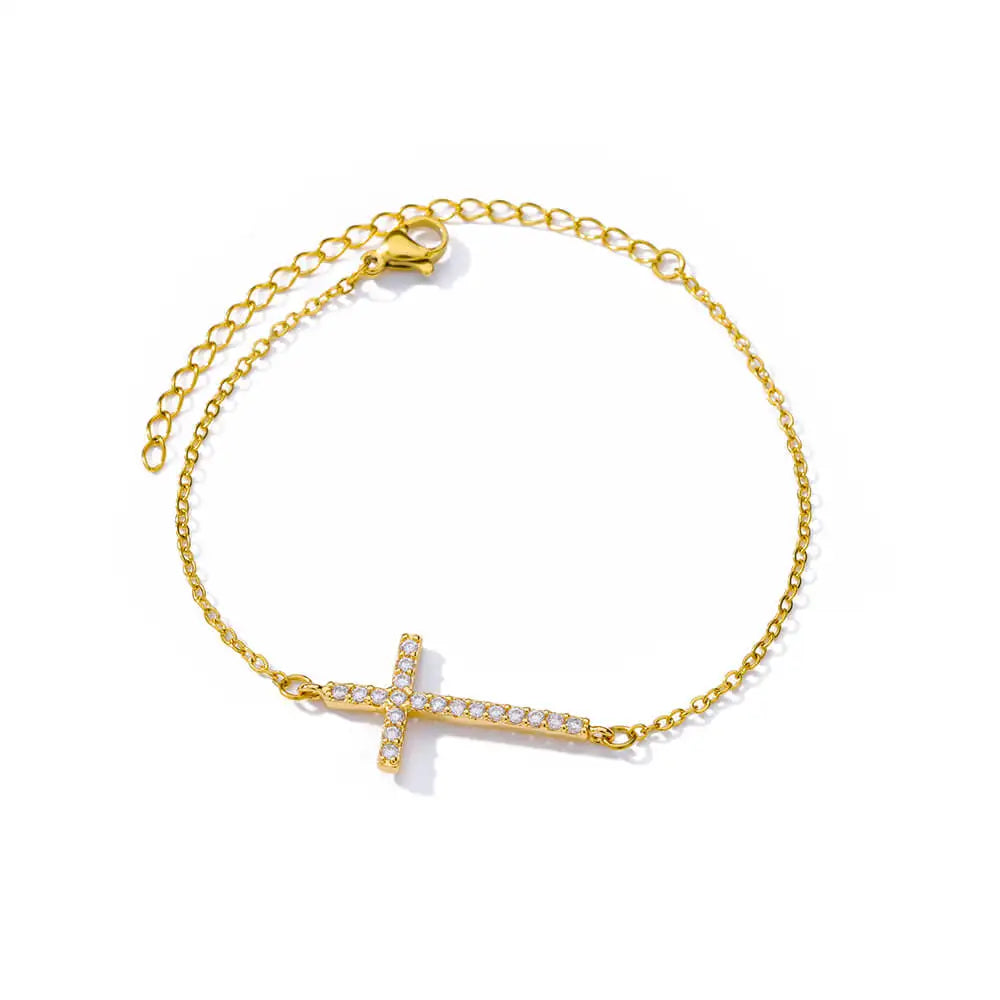 Elegant Zircon Flowers Bracelet - Luxury Gold Steel Jewelry