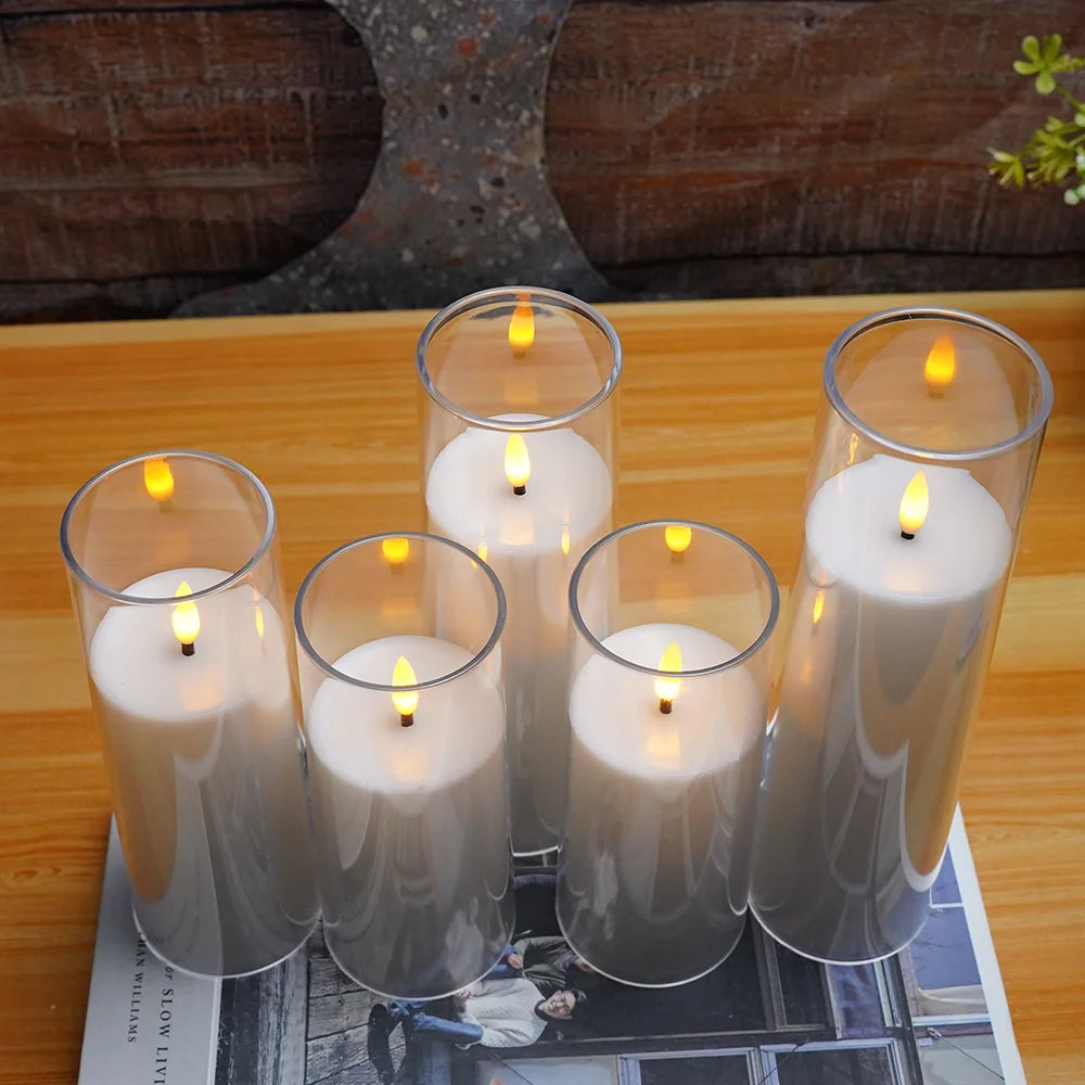 White LED Candle Lights with Remote Control - Flameless Home Decor Candle Set of 5 - Tulique