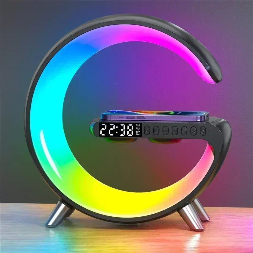 Premium Wireless Charger Desk Lamp with Bluetooth Speaker & RGB Night Light