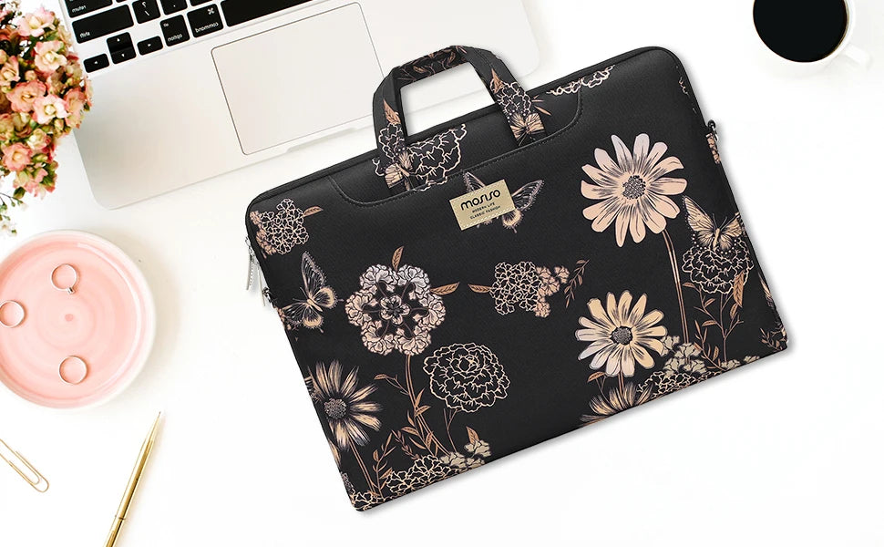 Premium Laptop Shoulder Bag - Water-Resistant Canvas Briefcase