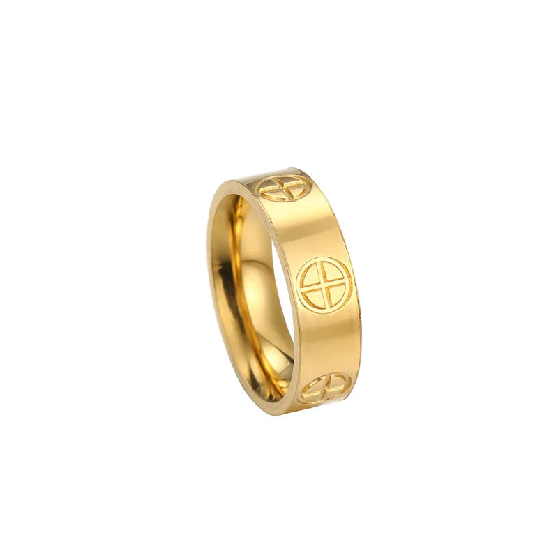 Luxury Stainless Steel Cross Ring - Classic Gold Wedding Jewelry
