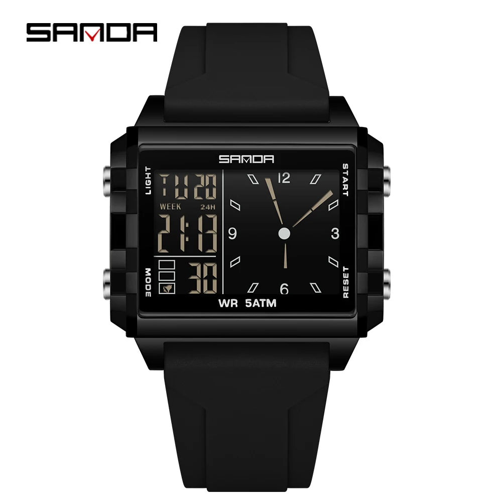 Premium Digital Sports Watch - Waterproof Square LED Timepiece