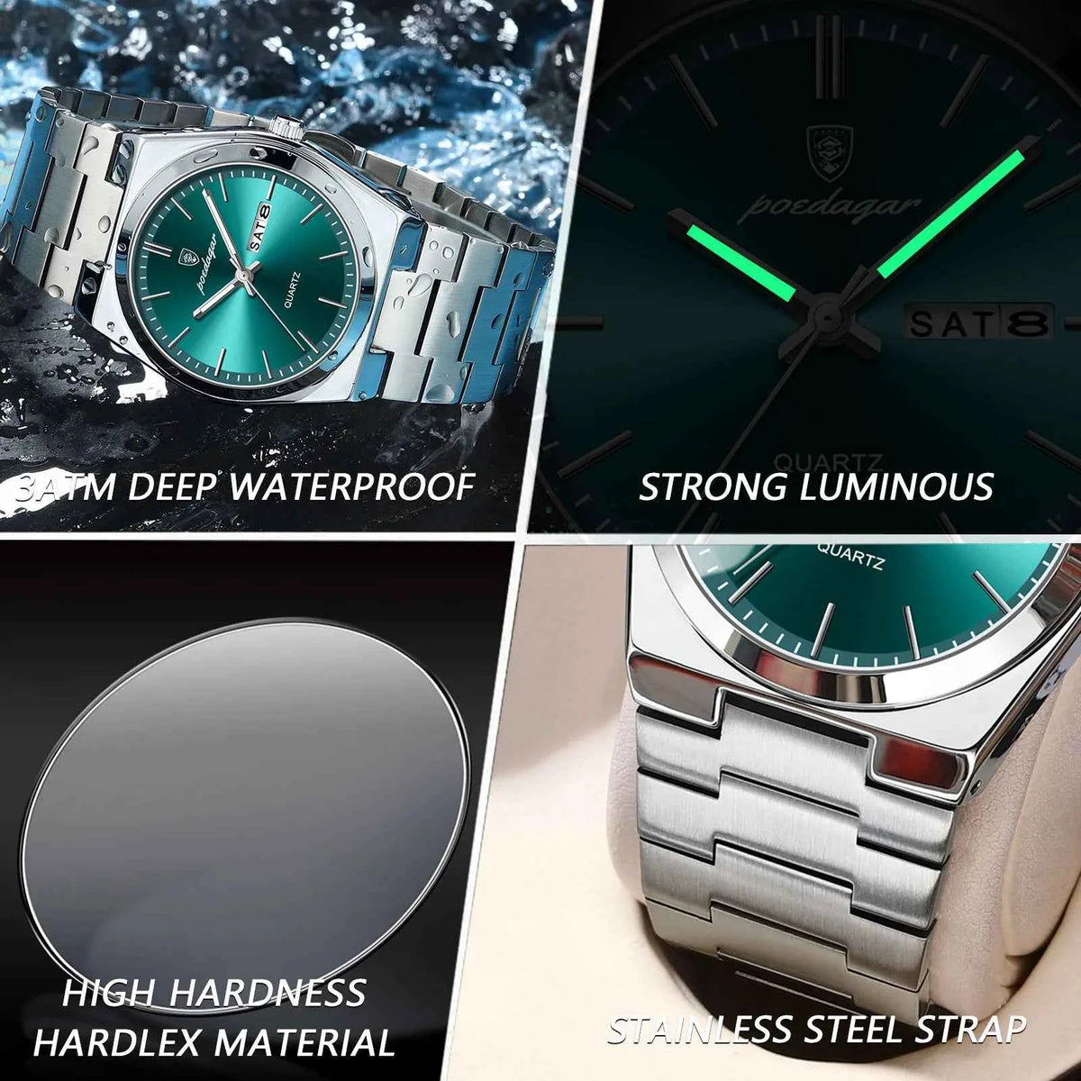 Luxury Men's Quartz Watch - Waterproof Stainless Steel Wristwatch