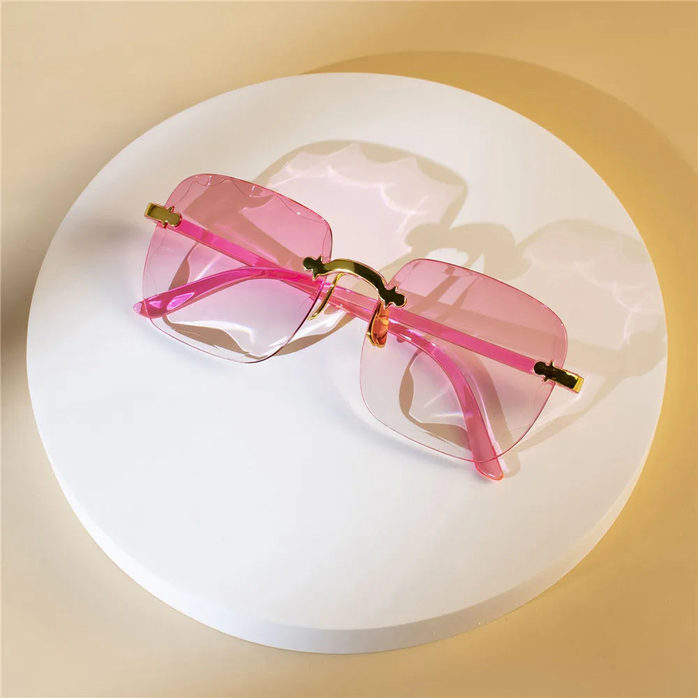 Luxury Square Rimless Sunglasses - UV Protection Designer Shades