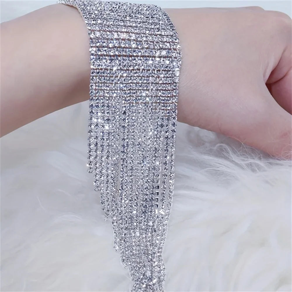 Luxury Rhinestone Tassel Bracelet - Multi-Layer Glamour
