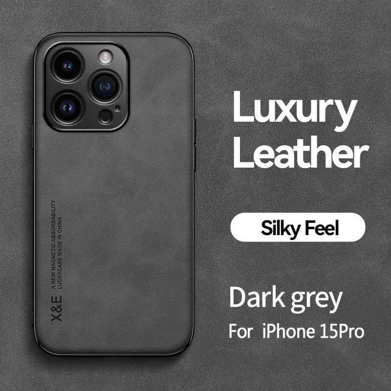 Premium Sheepskin Leather iPhone Case - Magnetic Shockproof Cover
