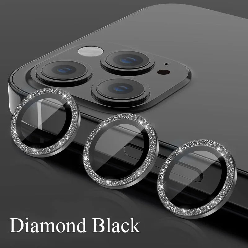 Glitter Camera Lens Protector - 9H Tempered Glass & Metal Ring
