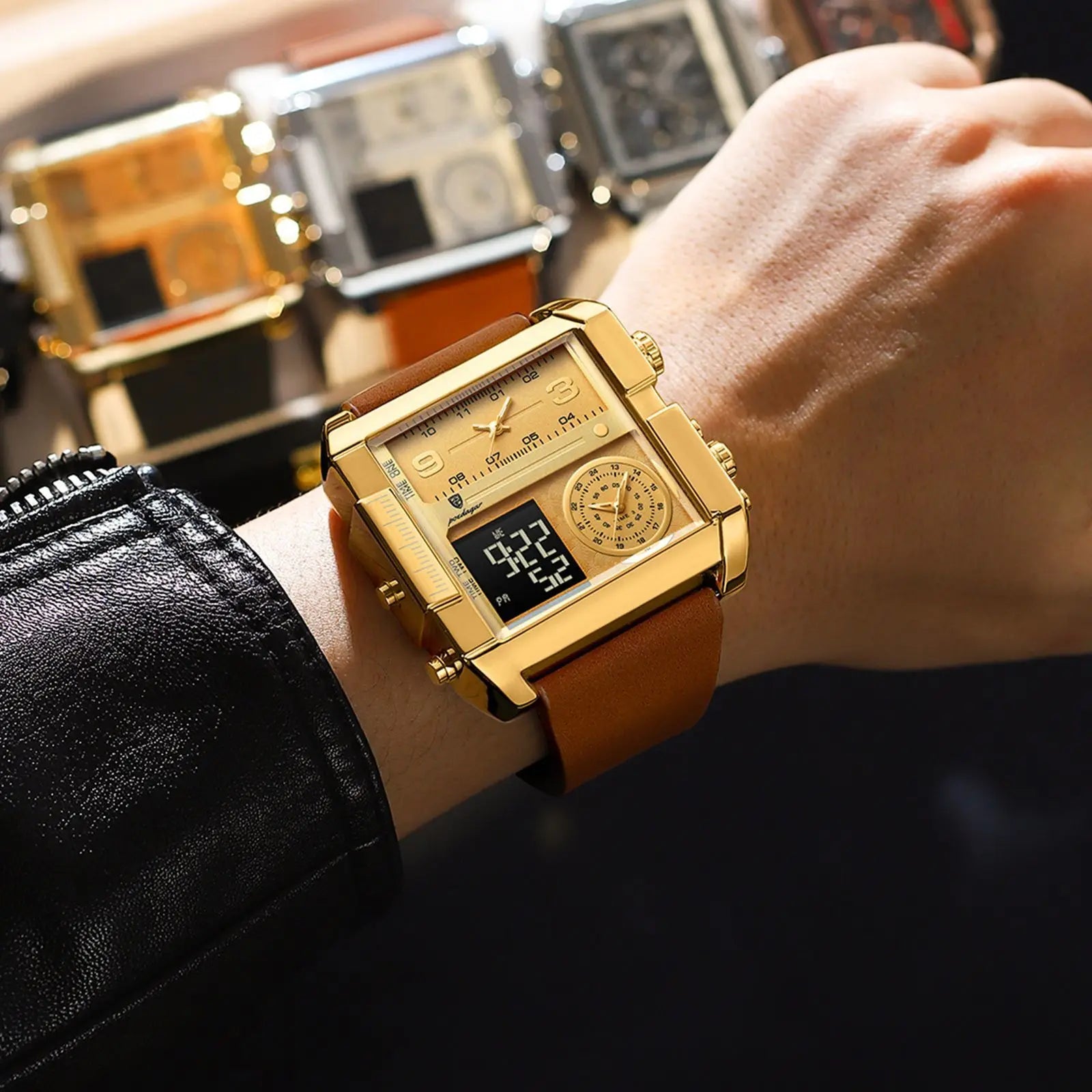 Elegant Men's Rectangular Quartz Watch - Waterproof & Luminous