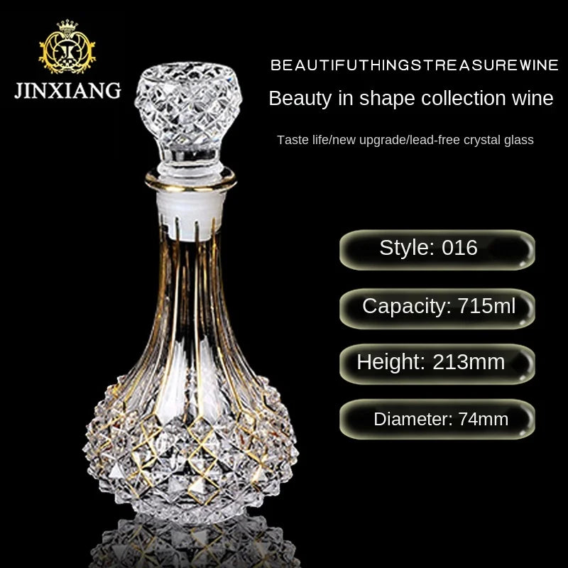 Elegant Crystal Wine Decanter - Gold Line Detail