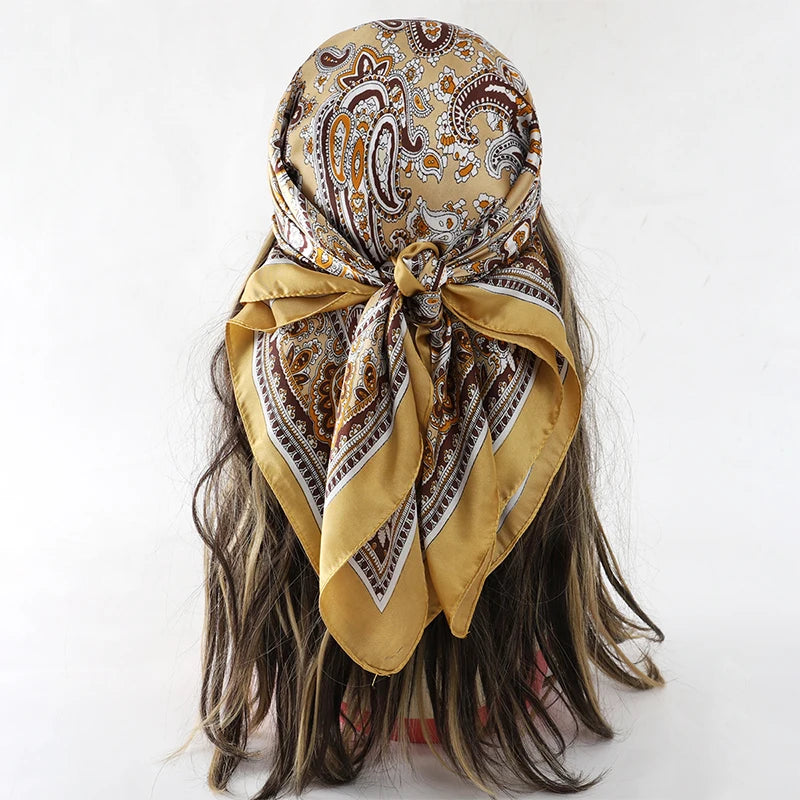 Luxury Square Silk Scarf - Satin Hair Bandana & Neckerchief