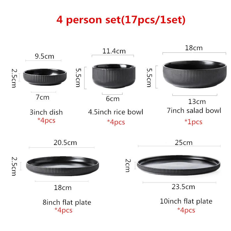 Premium Ceramic Dinnerware Set - Matte Glazed Japanese Style