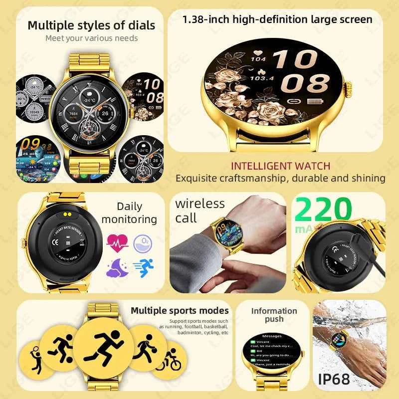 Luxury Steel Smart Watch - Bluetooth Call & Fitness Tracker