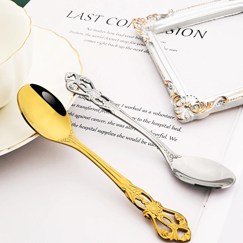 Elegant Rainbow Stainless Steel Flatware Set - Vintage Style
