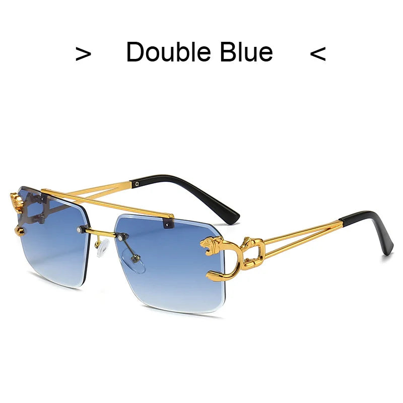 Vintage Square Sunglasses - Rimless Retro Designer Shades