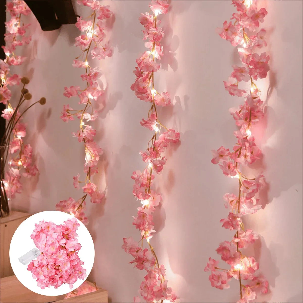 Elegant Cherry Blossom String Lights - 2M 20LED Floral Garland