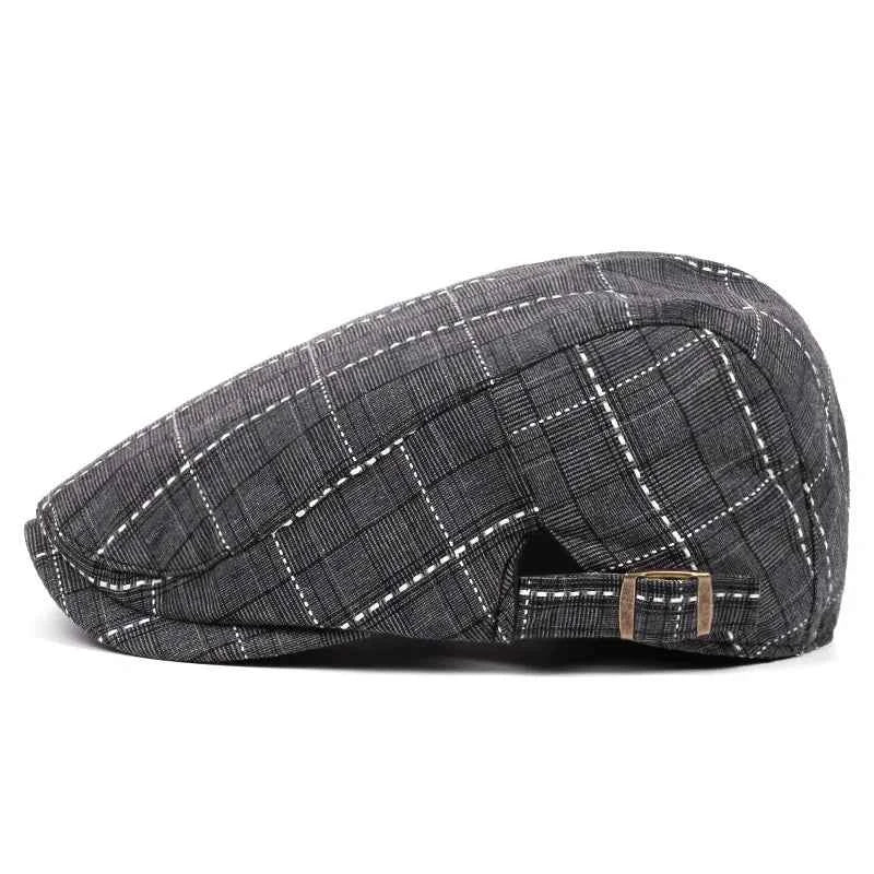 Spring and Summer Thin Breathable Cap Men's British Retro Beret Women's Bud Top Hat Casual Plaid Visors Hat for Dad
