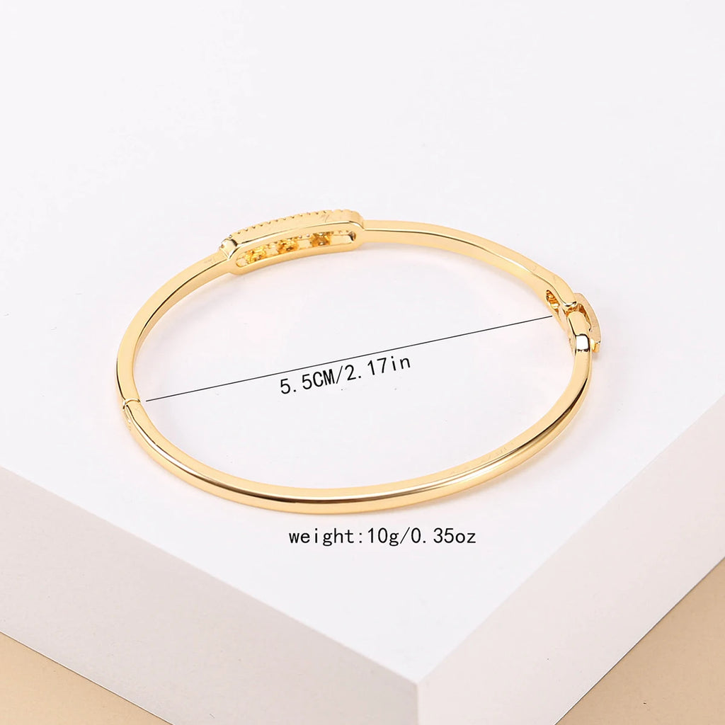 Elegant 18k Gold Plated Bangle - Copper Zircon Bracelet