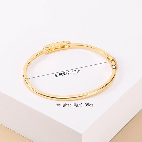 Elegant 18k Gold Plated Bangle - Copper Zircon Bracelet