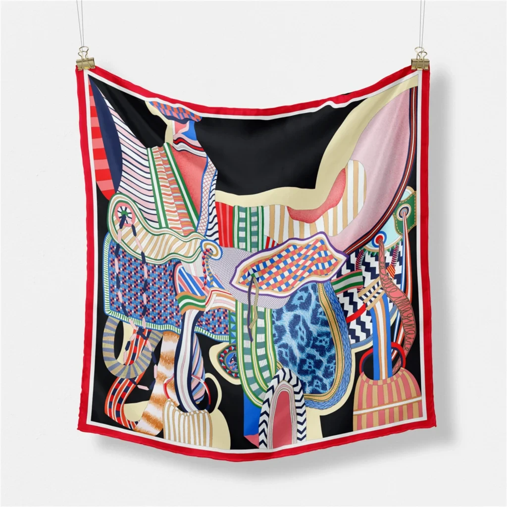 Luxury Square Silk Scarf - Designer Neckerchief & Headband