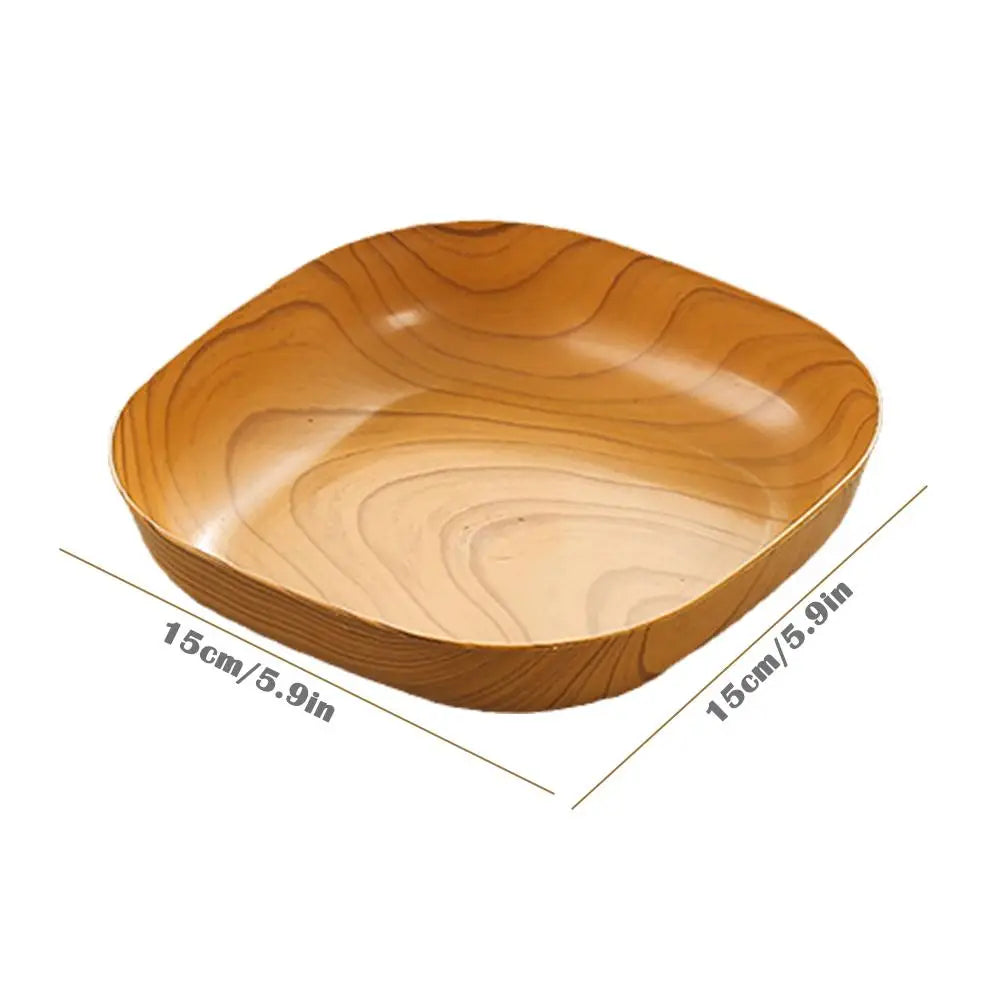 Elegant Wood Grain Square Plate - Japanese Style Dinnerware