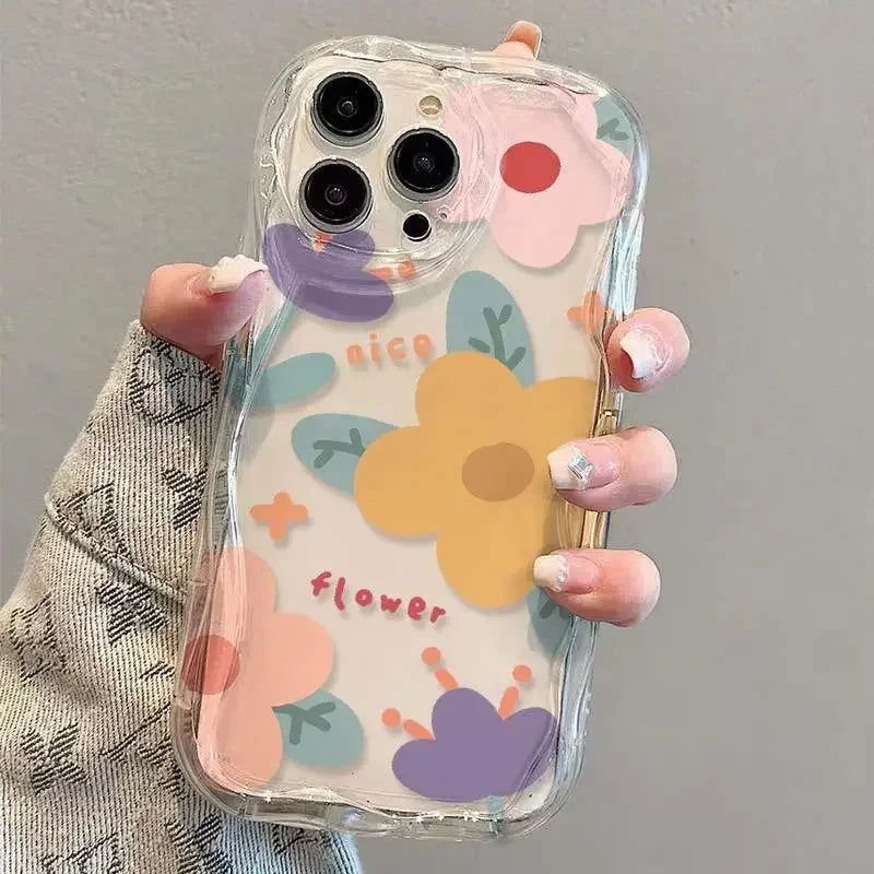 Premium Daisy iPhone Case - Soft TPU Wavy Edge Design