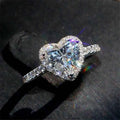 Exquisite Silver Heart Ring - Zircon Engagement Jewelry