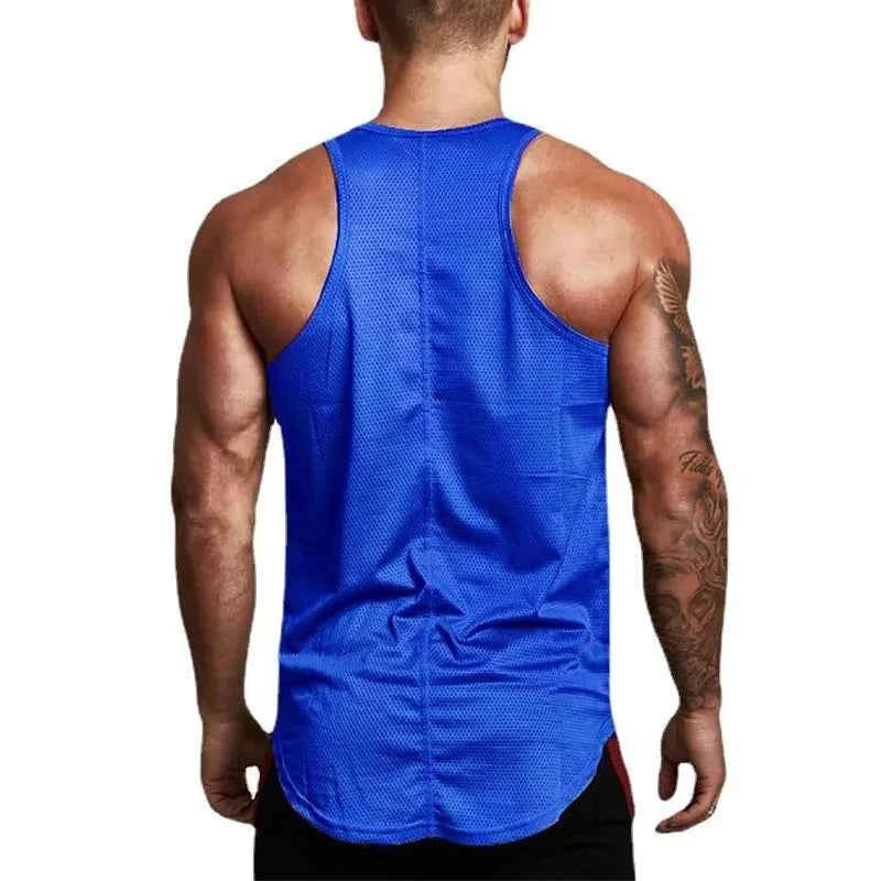 Black Bat Print Mens Sport Sleeveless T-Shirt Mesh Breathable Quick Dry Fitness Tank Tops Gym Bodybuilding Muscle Slim Fit Vests