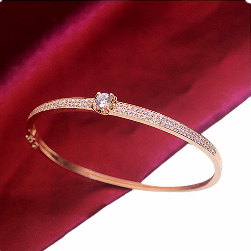 Elegant Rose Gold Crystal Bracelet - Light Luxury Design