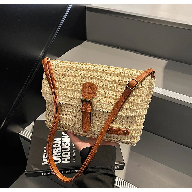 Elegant Straw Crossbody Bag - Chic Vacation & Casual Style