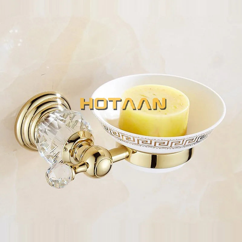 Luxury Crystal Gold Bathroom Hardware Set - Wall Mounted