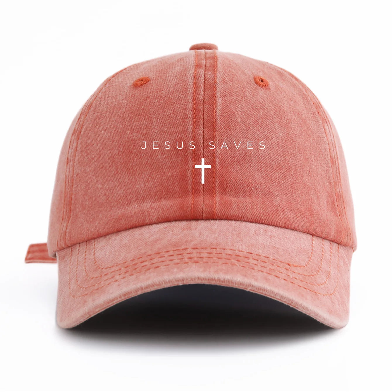 1pc JESUS SAVES Print Washed Baseball Cap for Adults,Minimalist Retro Style Casual Soft Adjustable Dad Hat, Perfect As Gift - Tulique