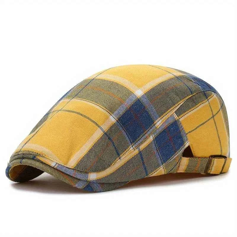 Elegant Plaid Beret - British Retro Style