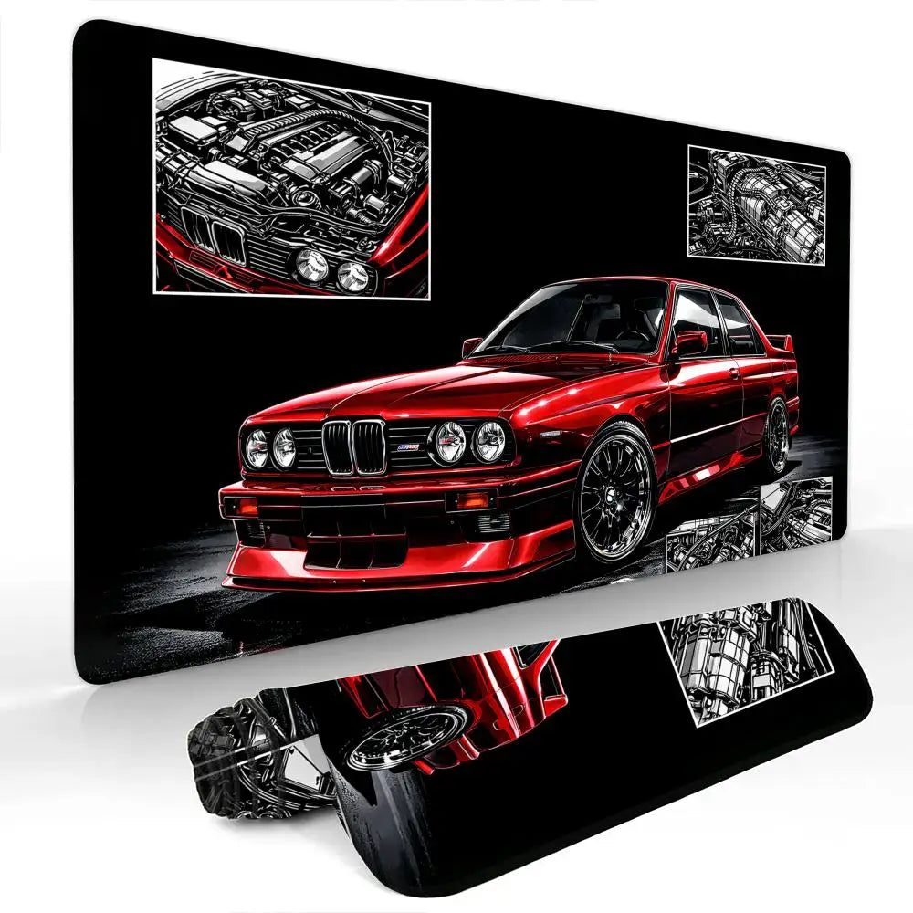 Premium Gaming Mouse Pad - Red Classic Car Desk Mat