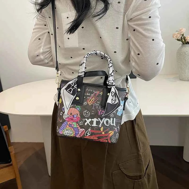 Elegant Artistic Crossbody Bag - Graffiti Design