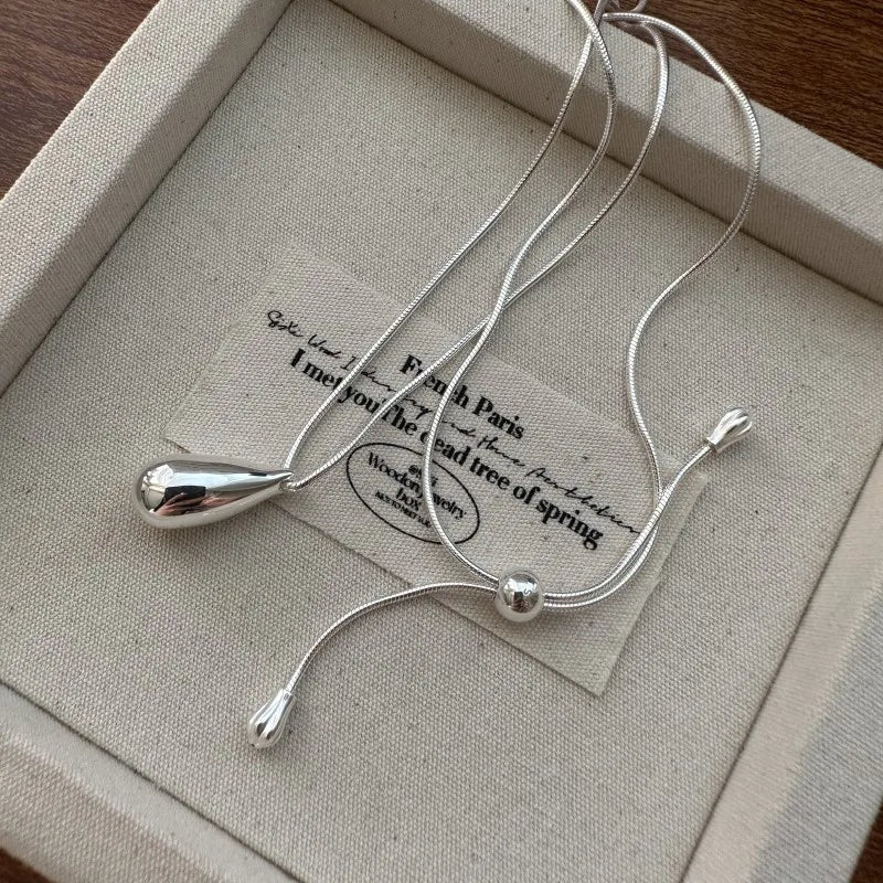Luxury Sterling Silver Drop Necklace - Elegant Fine Jewelry