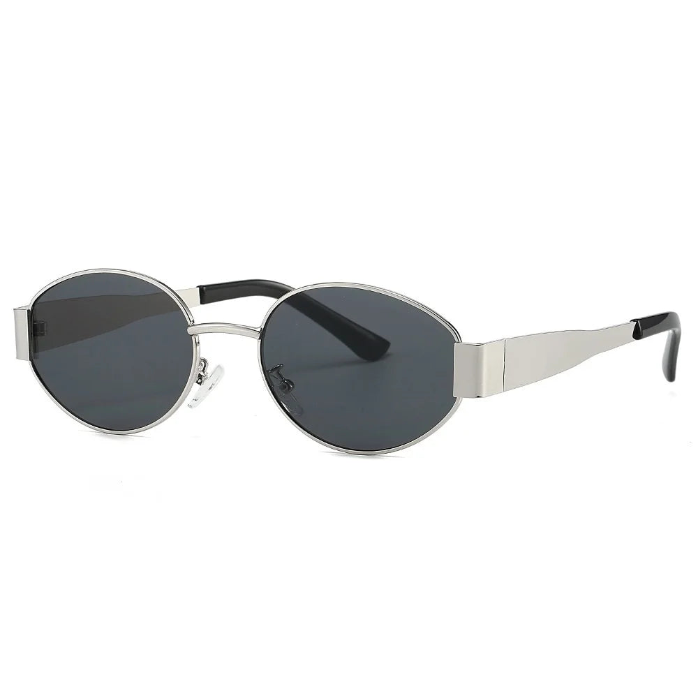 Luxury Metal Oval Sunglasses - UV400 Designer Eyewear