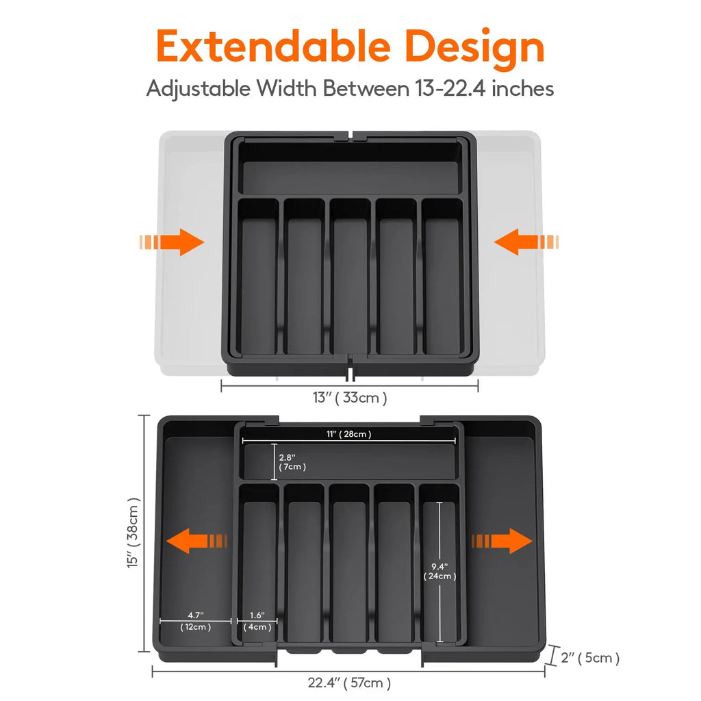 Premium Expandable Drawer Organizer - Adjustable Utensil Tray