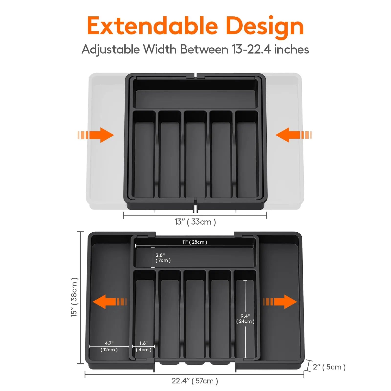 Premium Expandable Drawer Organizer - Adjustable Utensil Tray