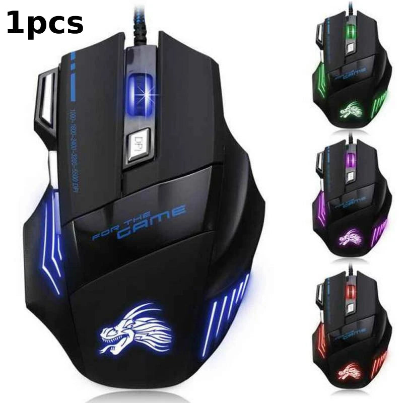 Premium Wired Gaming Mouse - Ergonomic 7-Button with 5500 DPI