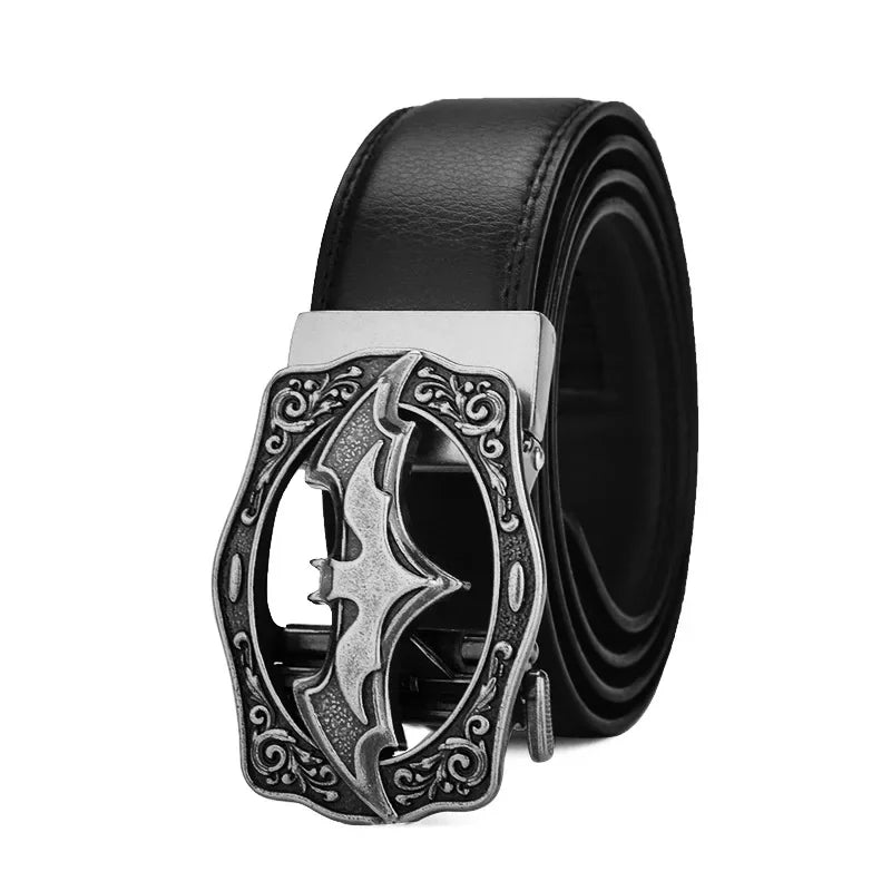 Vintage Men's Genuine Leather Automatic Buckle Belt - Plus Size
