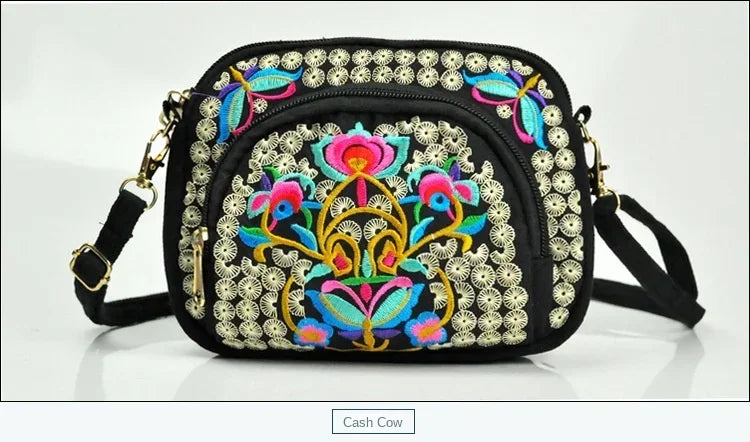 Elegant Embroidered Crossbody Bag - Vintage Floral Design
