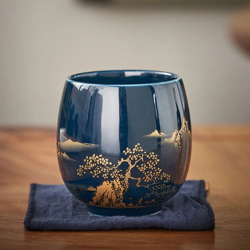Japanese Master Tea Cup - black glazed ceramic teacup with a smooth finish