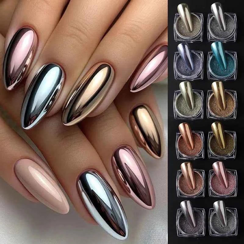 Luxury Chrome Nail Powder - Y2K Metallic Mirror Pigment Dust