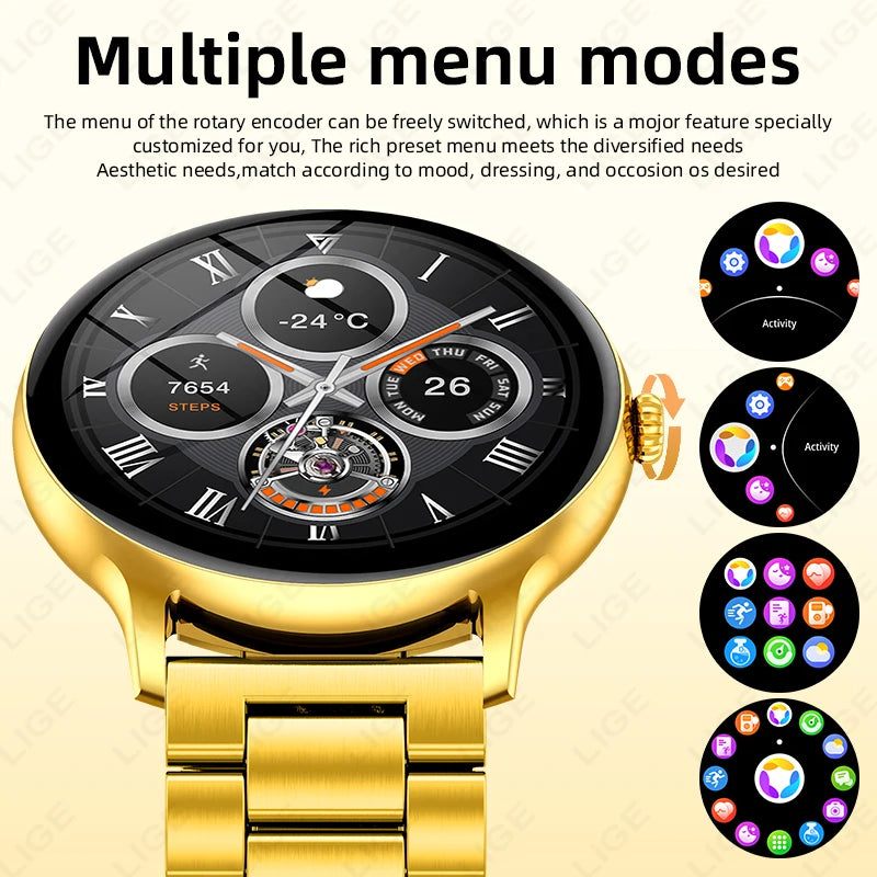Luxury Steel Smart Watch - Bluetooth Call & Fitness Tracker
