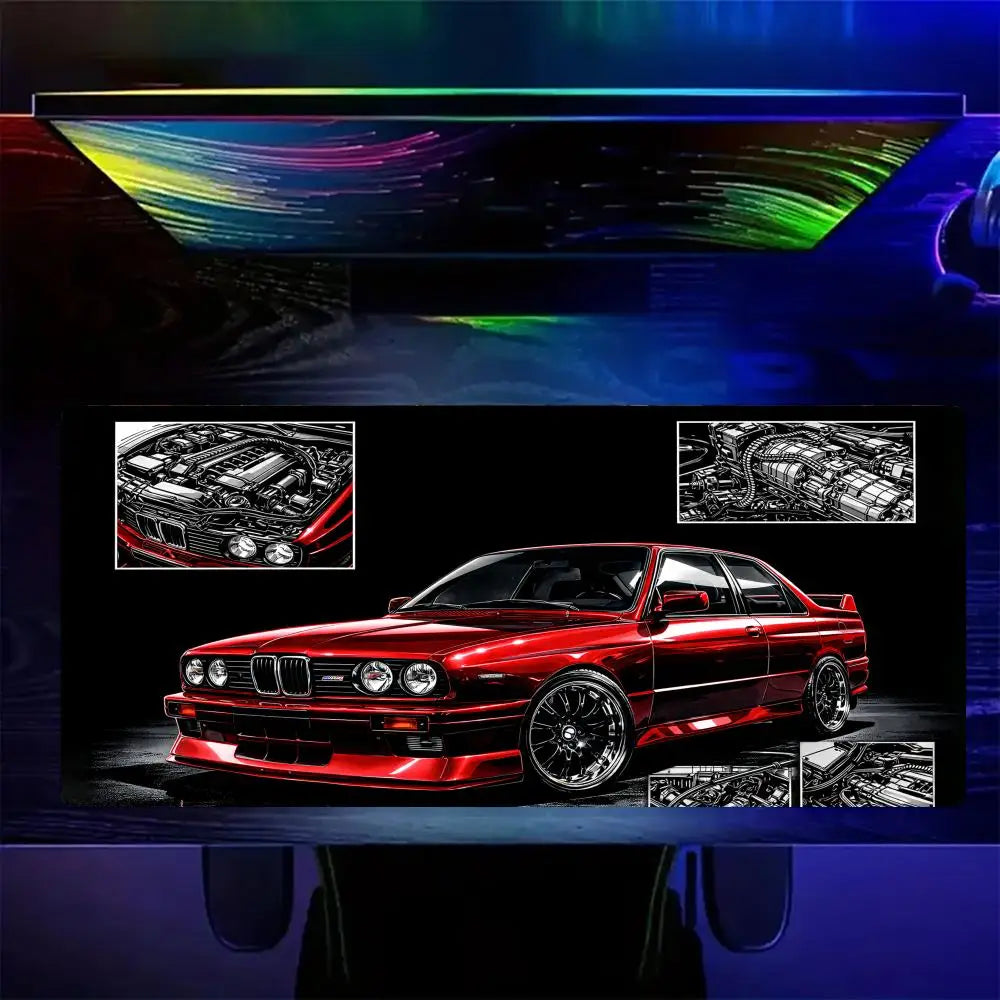 Premium Gaming Mouse Pad - Red Classic Car Desk Mat