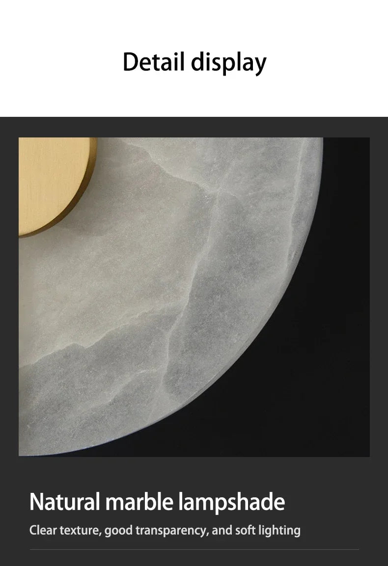 Luxury Marble LED Wall Lamp - Round Copper Sconce