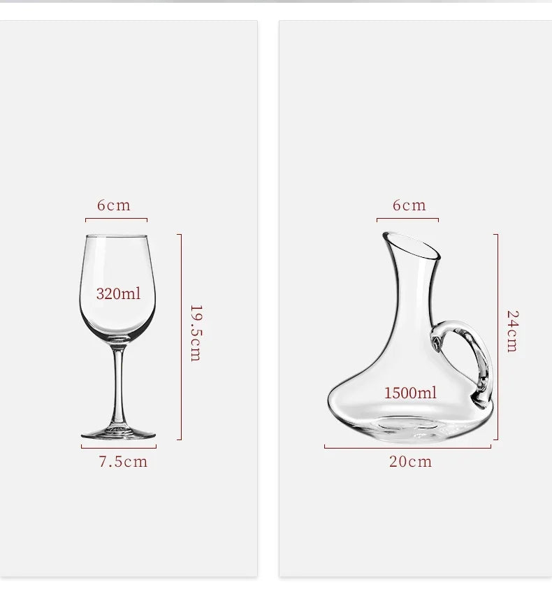 Elegant European Red Wine Glasses - Luxurious Decanter Set