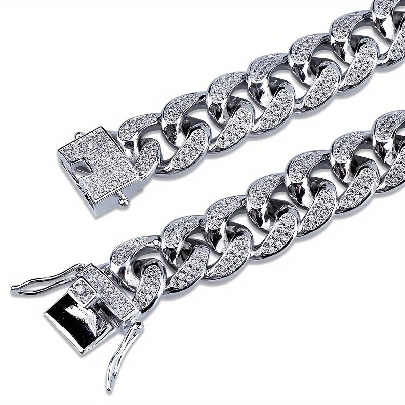 Premium Men's Cuban Link Bracelet - Iced Out Crystal Bling