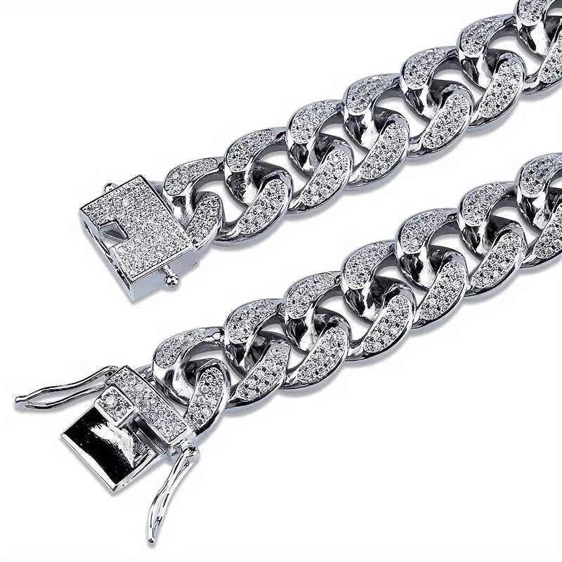 Luxury Cuban Link Chain Bracelet - Paved Crystal Hip-Hop Jewelry